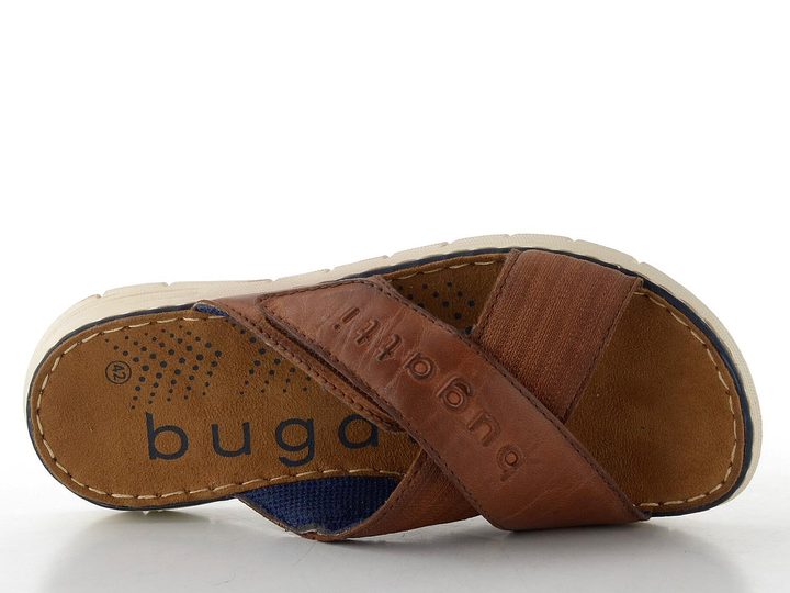 Bugatti hnedé pánske krížené šľapky so suchým zipsom 311-A3282-3500