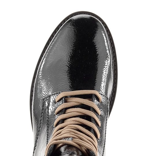 Remonte členková obuv šnurovacia lakovaná čierna D8663-00