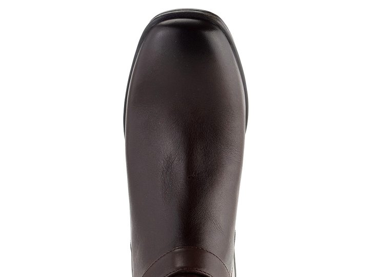 Caprice kožená členková obuv na širokom podpätku Dk Brown 9-25340-41