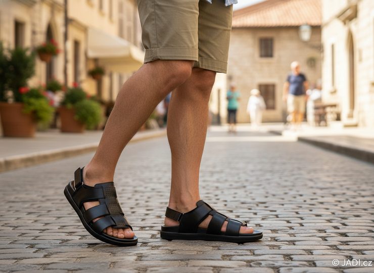 Caprice pánské kožené sandály černé 9-18100-42