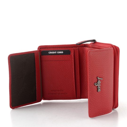 Dámská kožená peněženka se zipovou kapsou red LG003