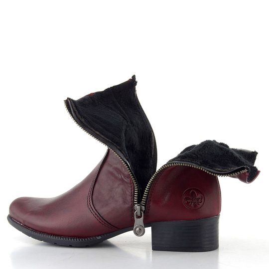 Rieker řasený zipový kotník vínový 78656-35