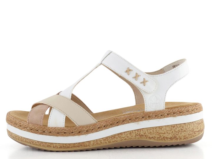 Rieker sandály na platformě Altrosa/Perle/Weiss V0919-80