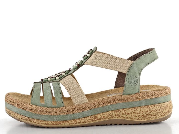 Rieker sandále na platforme zelené V0920-52