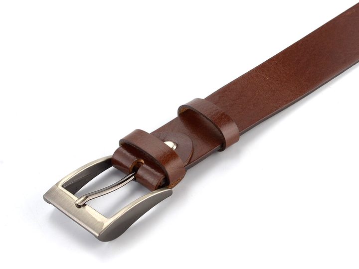 Luxusní hnědý kožený opasek Jeans 22V1