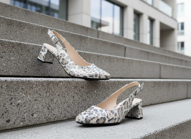 Gabor metalické lodičky so vzorom a voľnou pätou bianco 82.260.91