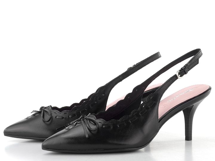 Tamaris kožené lodičky s volnou patou black 1-29602-46