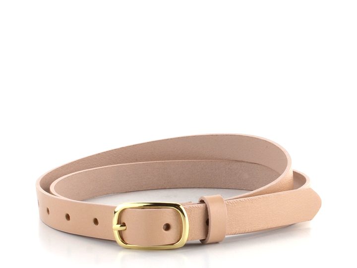 Dámský kožený opasek béžový se sponou ve zlaté barvě 203Z-07