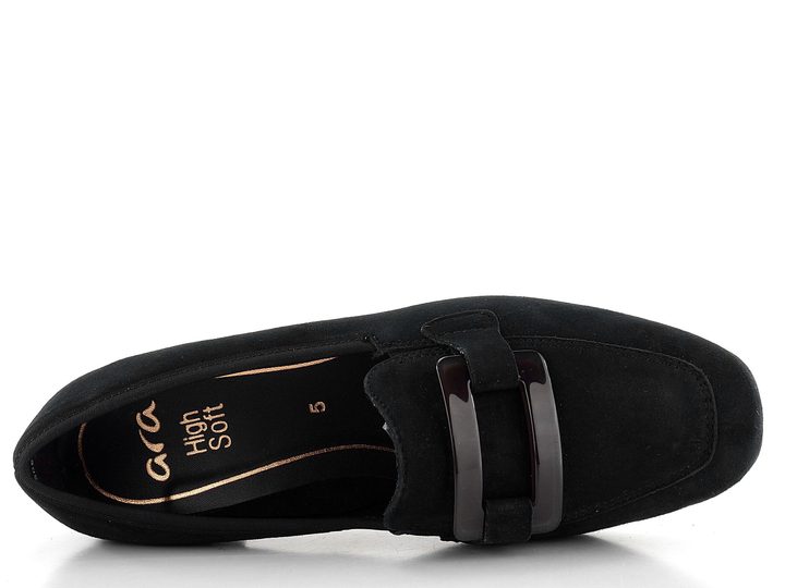 Ara širšie semišové lodičky čierne Graz 12-20416-01