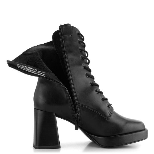 Tamaris šněrovací kotník na podpatku Black 1-25111-41