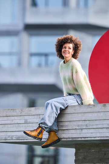 Rieker šněrovací kotník se zipem žlutý 55024-68