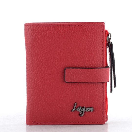 Kožená menší peněženka se zápinkou červená LG059