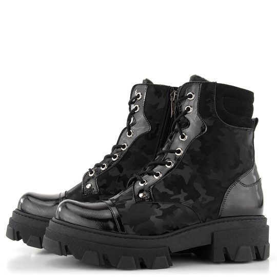 Barton členková obuv vyššia kombinovaná čierna/potlač 21303