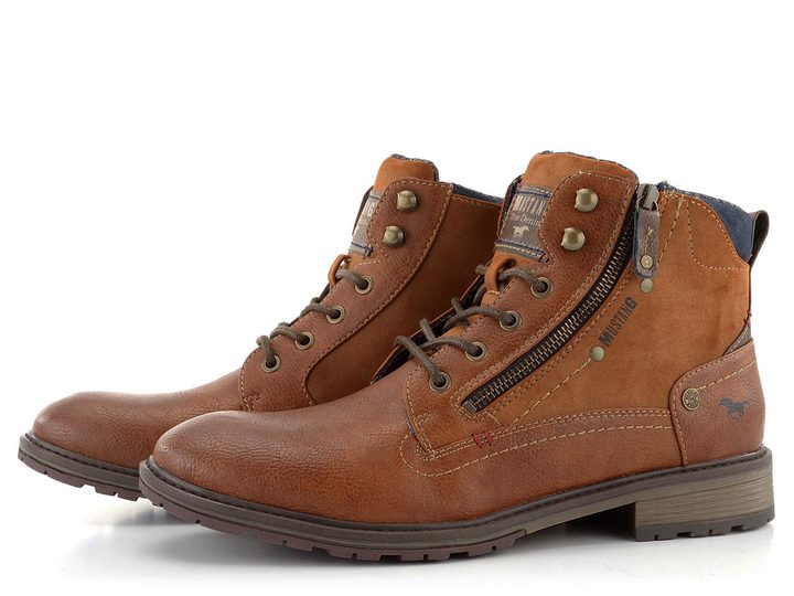 Mustang kotník se zipem koňakový 4140-506