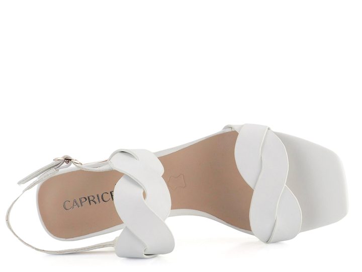 Caprice kožené sandály na podpatku White Nappa  9-28317-42