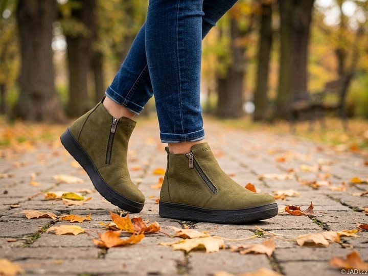 Looke zelená členková obuv s dvoma zipsami Margery L0773-26