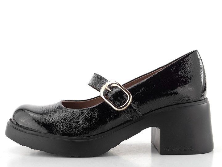 Wonders lakované polobotky na podpatku Negro E-7122