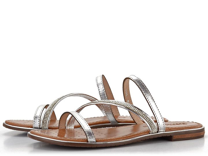 Geox páskové dámské pantofle Sozy Plus Silver D45DQA0N6EWC1007