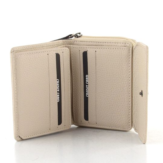 Dámska kožená peňaženka so zipsovým vreckom off white LG003