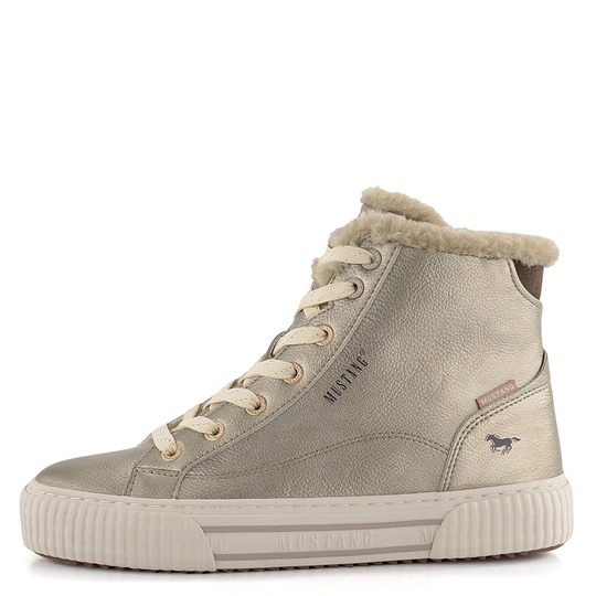 Mustang vyteplený šněrovací kotník na platformě Champagner 1442-602-480