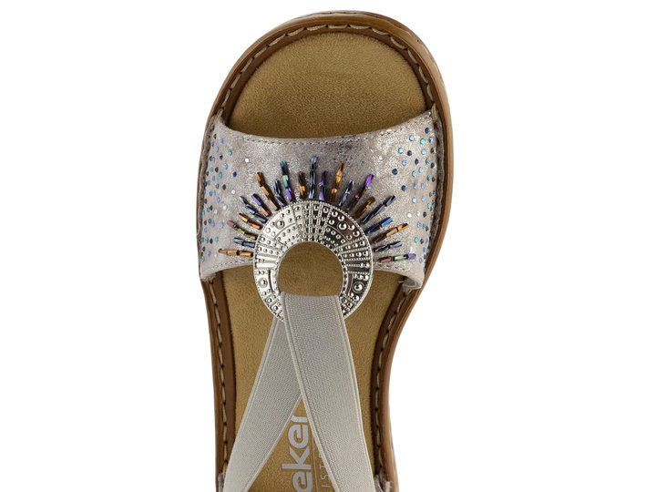 Rieker metalické sandále s gumičkou Rose-Metallic 60880-90