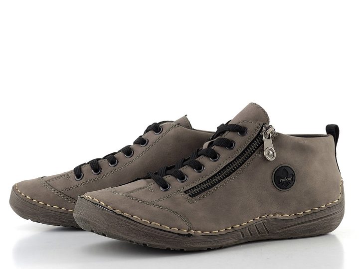 Rieker šněrovací kotník se zipem šedý 52514-42