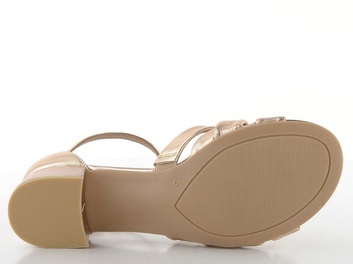 Caprice metalické sandály na podpatku Platin 9-28201-44