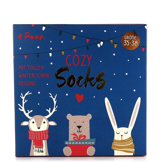 Veselé ponožky s obrázky zvířat pestrobarevné/krabička 4 páry