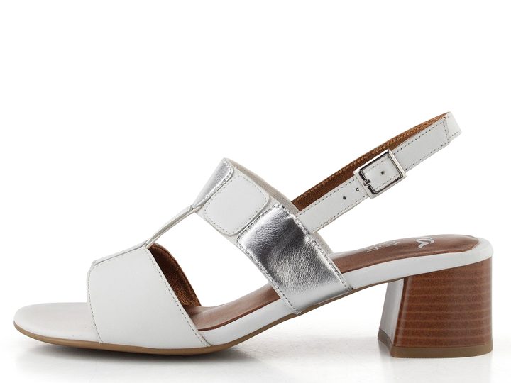 Ara dámské široké sandály na podpatku Riva weiss/silver 12-27604-04