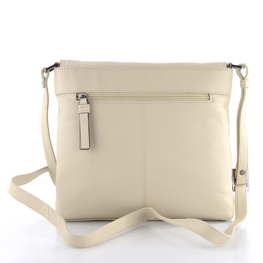 Dámská kožená crossbody kabelka s klopou Offwhite LG 046