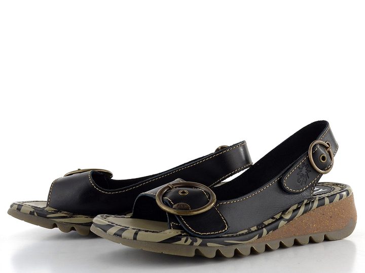 Fly London černé kožené sandály Tram P500723000