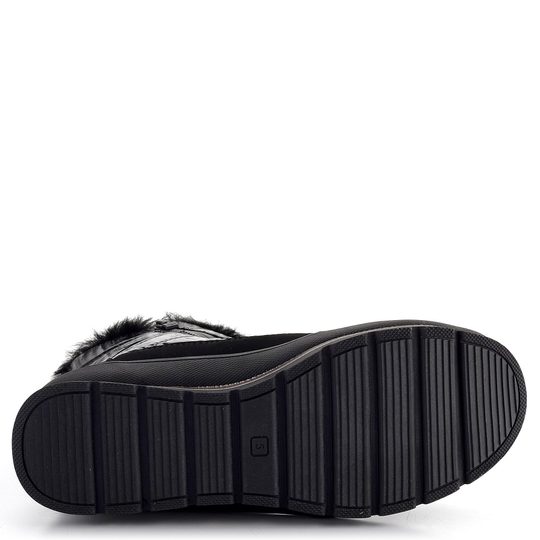 Caprice vyteplená šnurovacia členková obuv Black Comb 9-26433-41