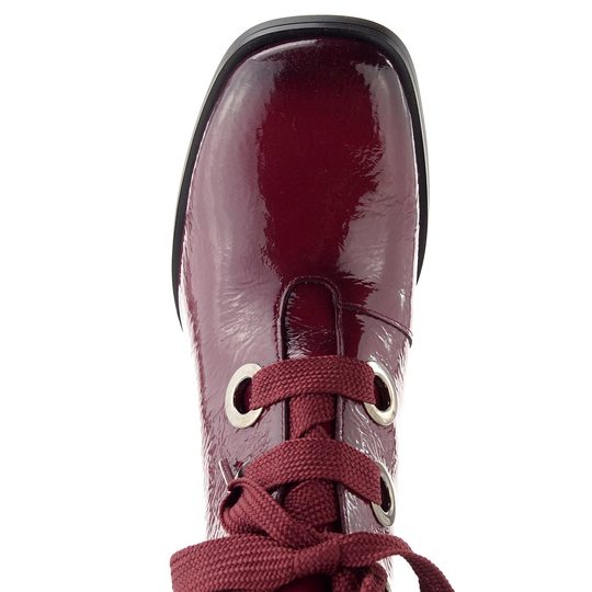 Hispanitas lakovaný šněrovací kotník na podpatku Marsella wine HI254326