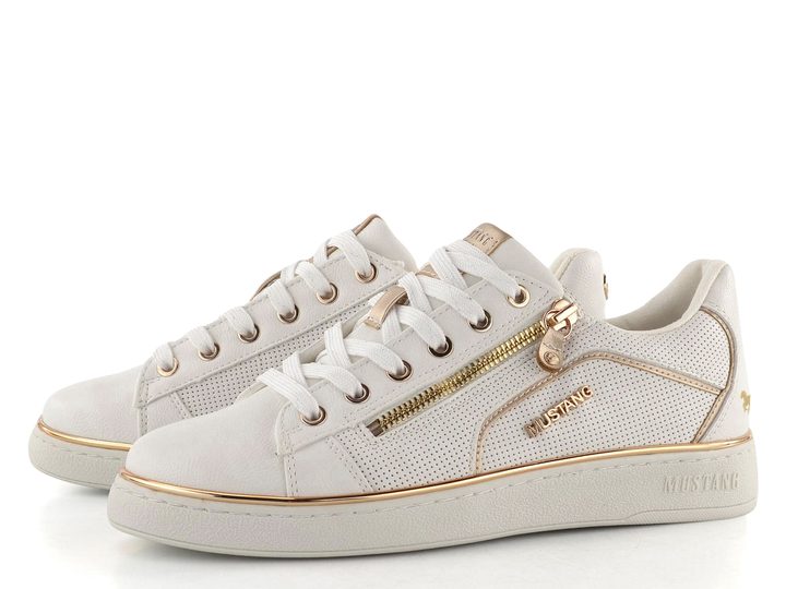 Mustang tenisky se zipem weiss/gold 1300-312-111