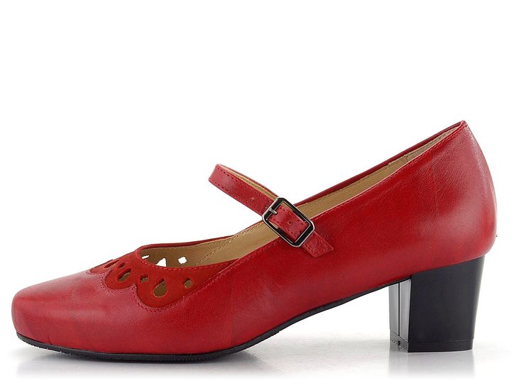 Barton lodičky červené prořezávané s nártovým páskem  R24102