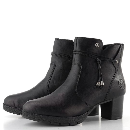 Rieker elegantní kotník na podpatku černý 77667-00