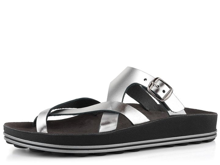 Fantasy Sandals metalické šľapky/žabky S307 Ariadni Silver