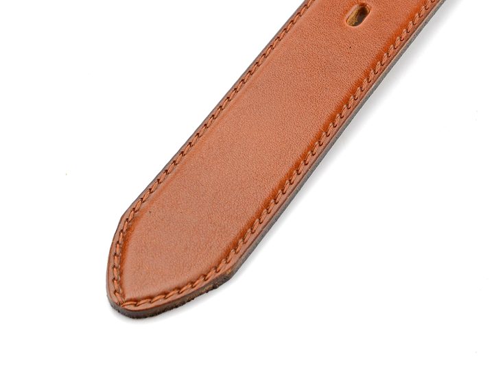 Kožený opasek cognac se stříbrnou sponou 32 mm