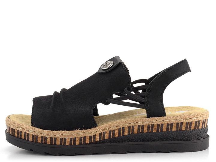 Rieker černé sandály se širokým nártem a gumičkami V7972-00