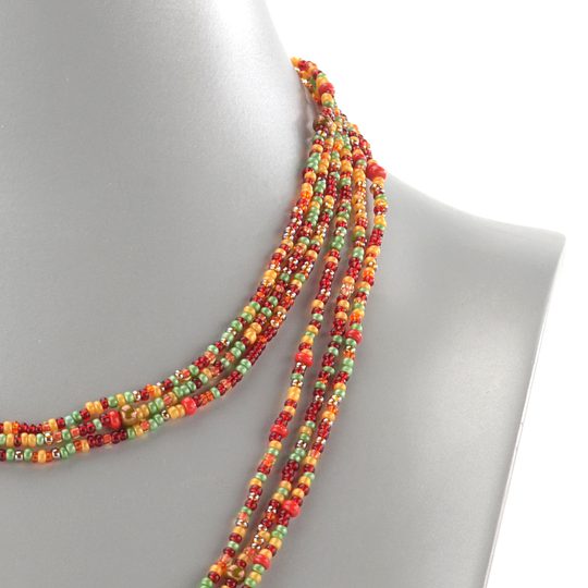 Náhrdelník rokajl červený multi