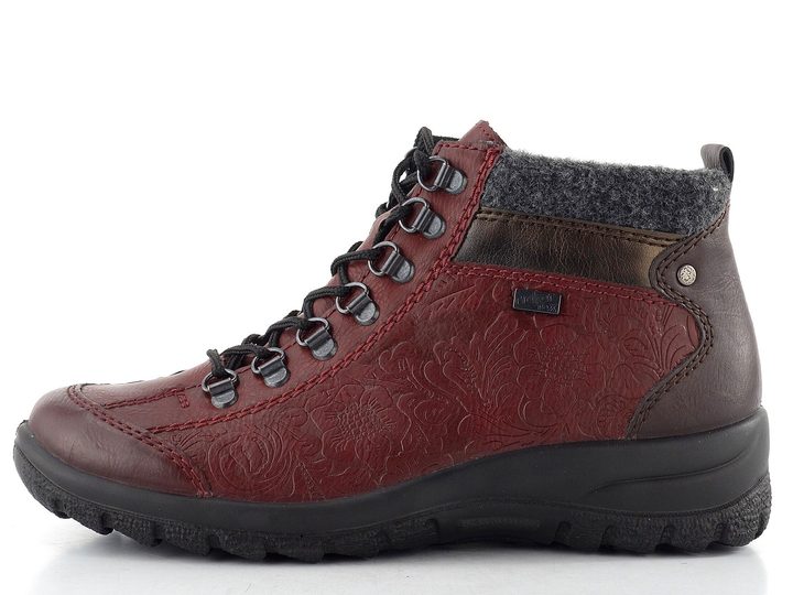 Rieker šněrovací kotník s membránou vínový L7144-35