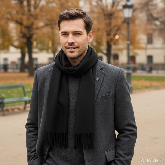 Bugatti pánsky kašmínkový šál čierny 630300-990