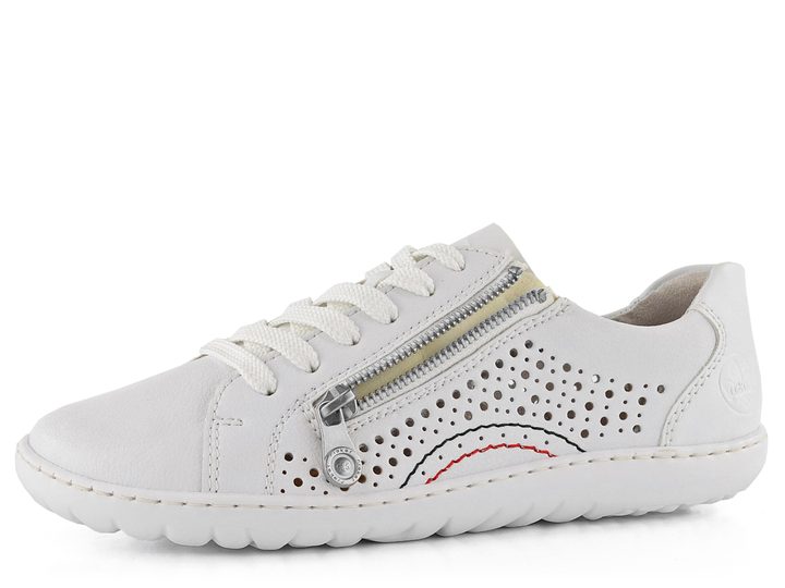 Rieker vzdušné šněrovací polobotky se zipem bílé 52824-80