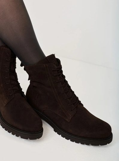 Tamaris kožený šněrovací kotník mocca suede 1-25402-43