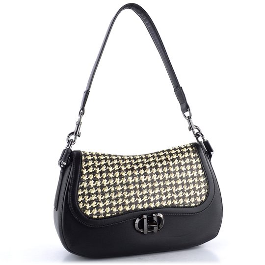 Hispanitas luxusná kabelka so vzorovanou klopou black/white BI254150