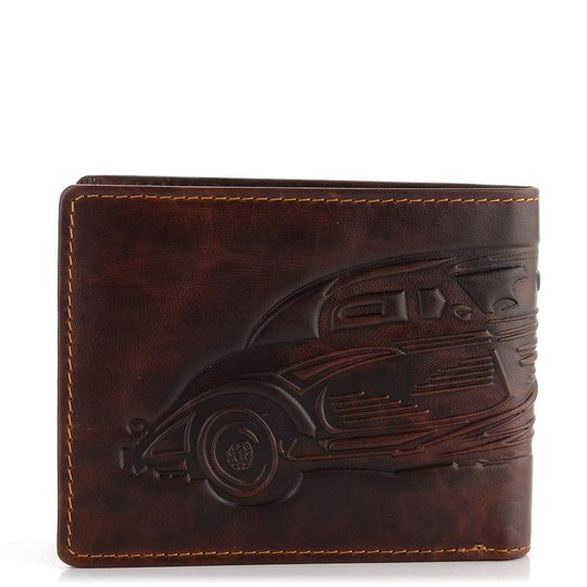 Pánska peňaženka s razbou auta tmavo hnedá 19179