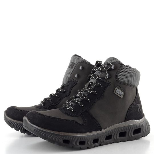 Rieker Sport šněrovací kotník s membránou černý/šedý M6023-45