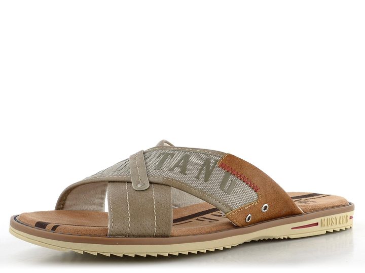 Mustang pánské pantofle s kříženými pásky taupe 4152-705-318