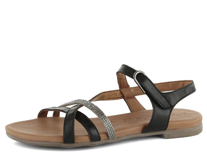 Tamaris sandále čierne s metalickým pásikom 1-28120-22