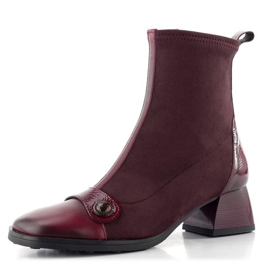 Hispanitas strečový zipový kotník na podpatku Marsella wine HI254219